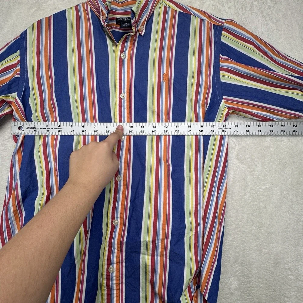 Ralph Lauren Button Down‎ Shirt Boys XL 20 Blue Multicolor Stripe Preppy Cotton